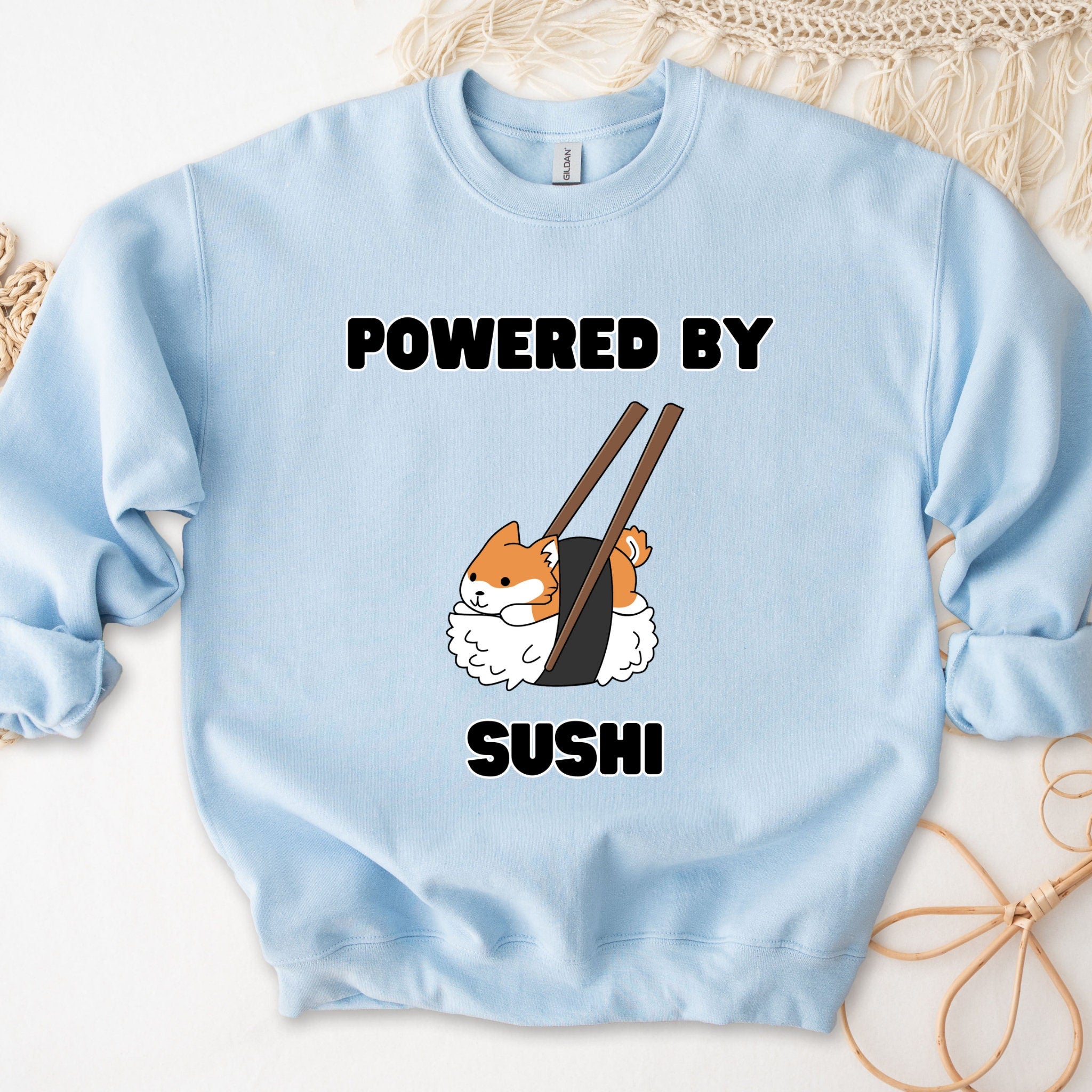 Powered by Sushi Shiba Inu Sweatshirt