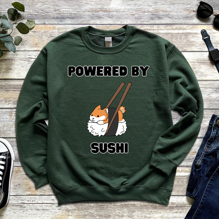 Powered by Sushi Shiba Inu Sweatshirt