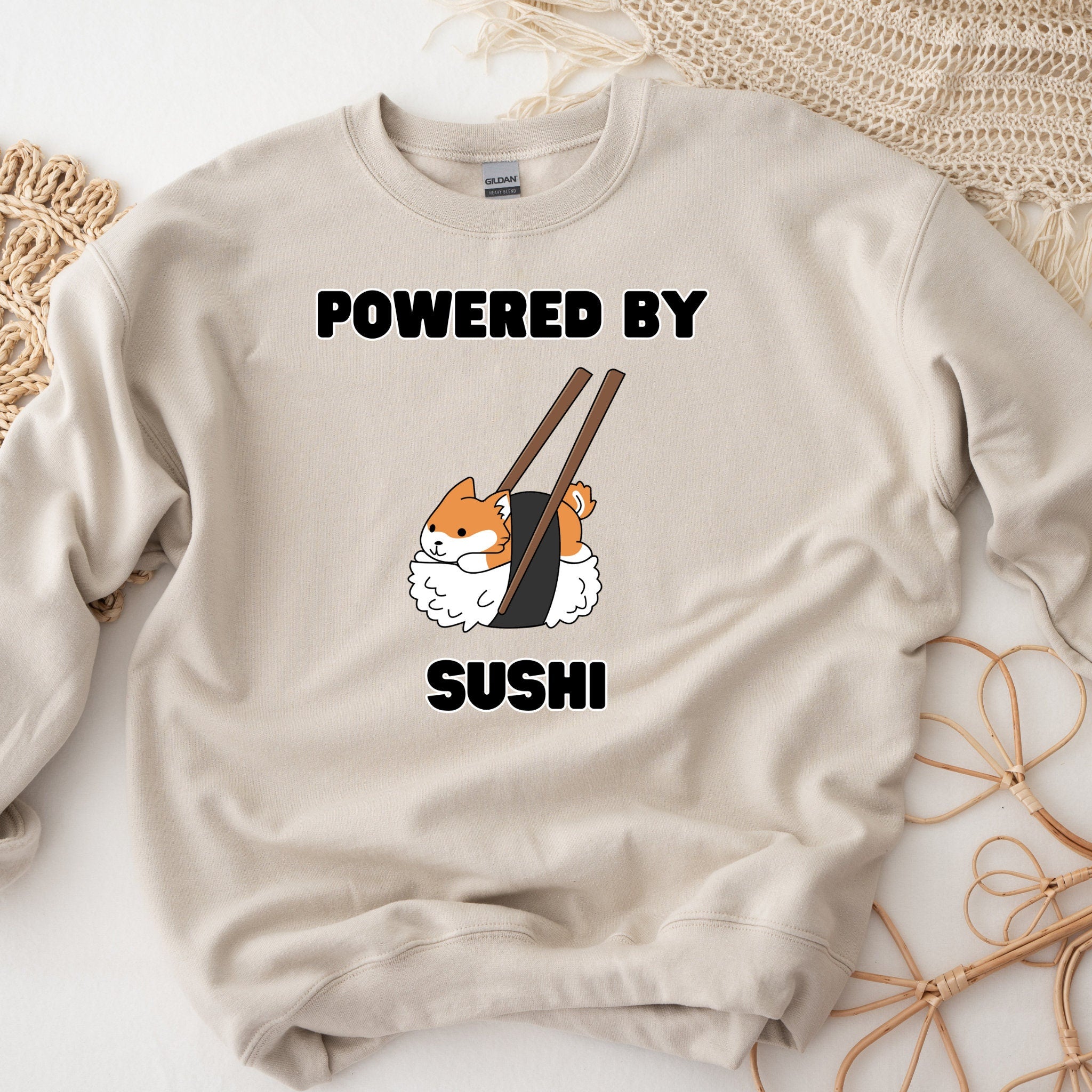 Powered by Sushi Shiba Inu Sweatshirt