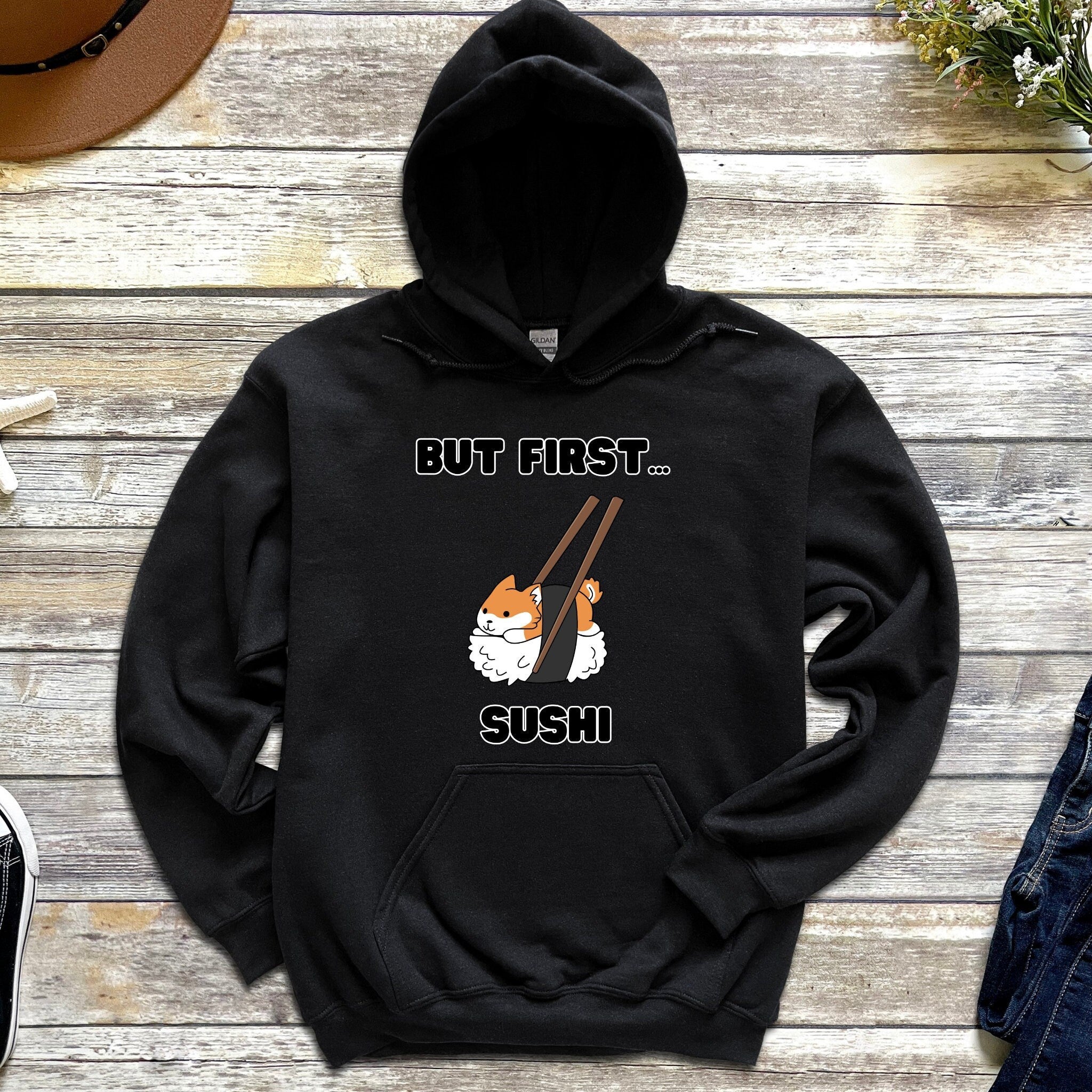 "But First Sushi" Shiba Inu Hoodie