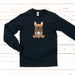 a black sweatshirt with a cartoon dog on it