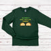 a green sweatshirt with two tacos on it