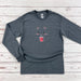 a gray shirt with a cat face on it