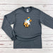 a gray shirt with a cartoon character on it