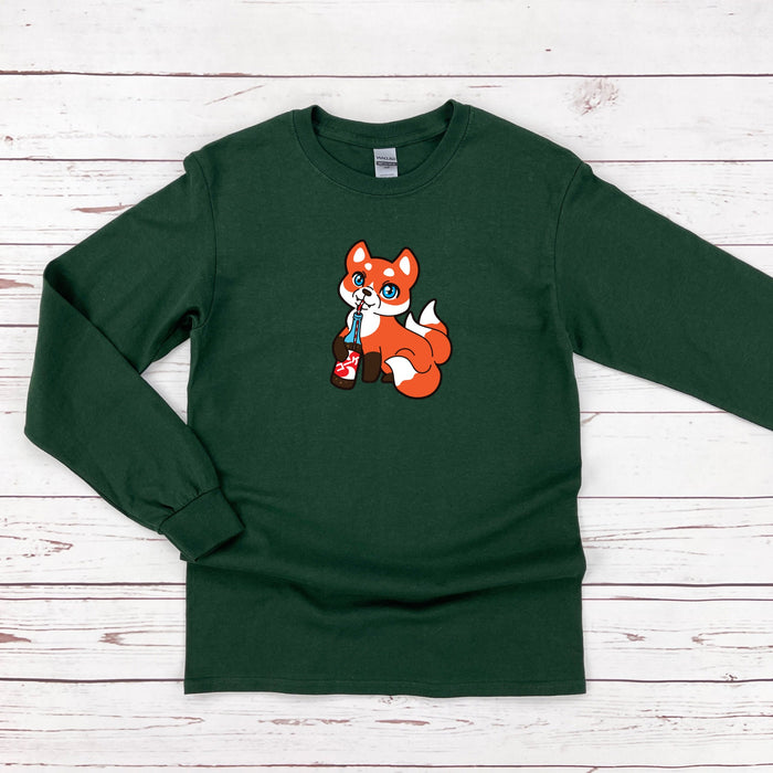 a green shirt with a fox on it