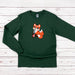a green shirt with a fox on it