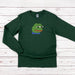 a green shirt with a cartoon frog on it