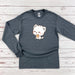 a gray shirt with a white cat on it