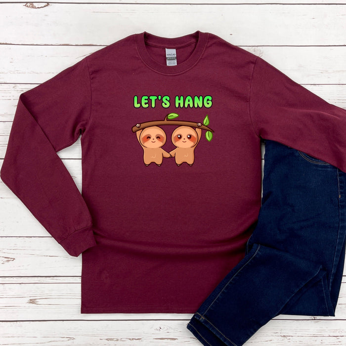 a maroon shirt with two slots hanging on it