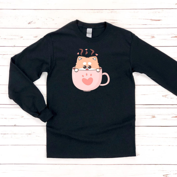 Puppy in a Teacup Long Sleeve Shirt