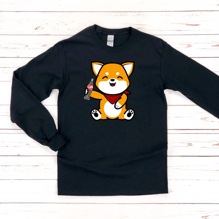 Dog Drinking Cola Long Sleeve Shirt