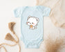 a baby bodysuit with a picture of a cat on it
