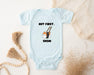 a baby bodysuit that says, but first sushi