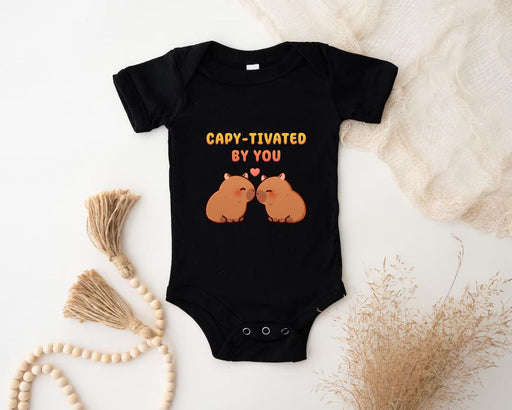 a baby bodysuit with a picture of two hamsters saying crapy - ti