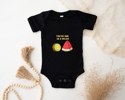 a baby bodysuit that says you&#39;re one in a melon