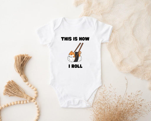 a baby bodysuit with a picture of a cat on it