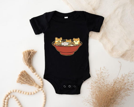 a baby bodysuit with three cats in a bowl