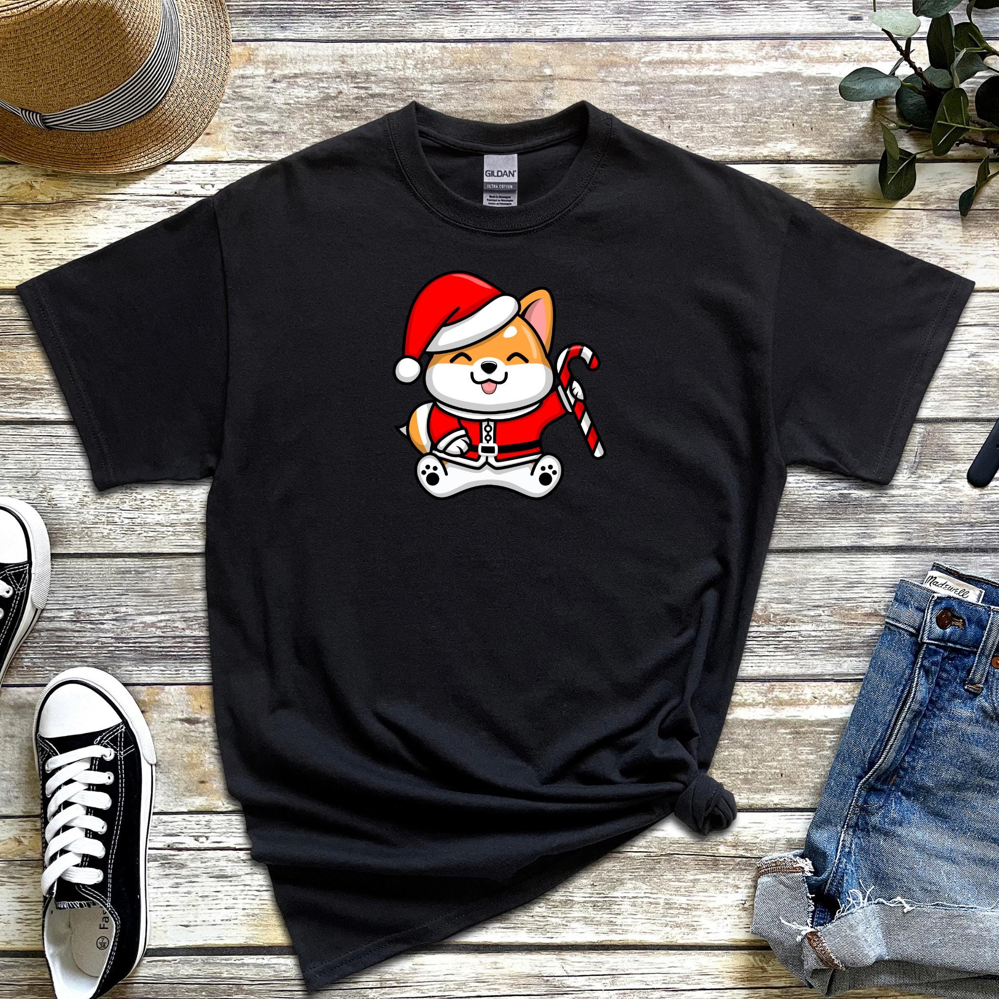Santa Puppy with Candy Cane T-Shirt