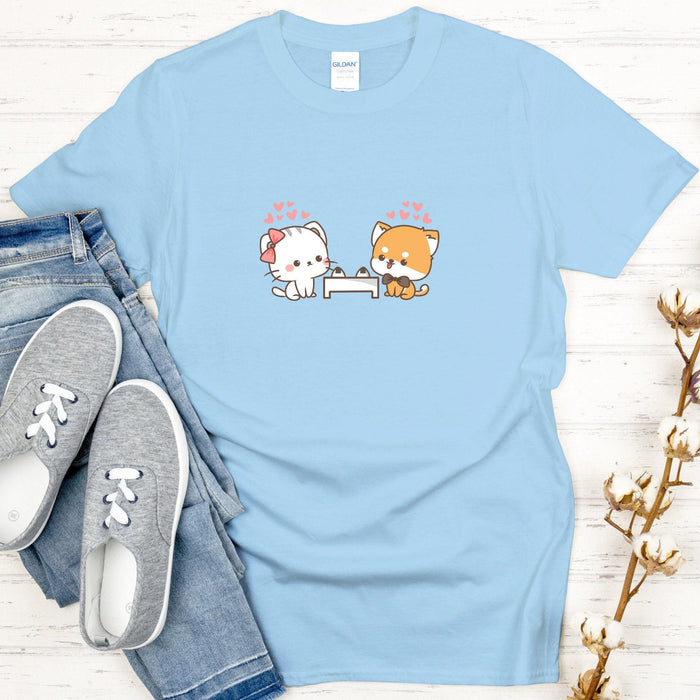Cat and Dog Sushi Date T-Shirt