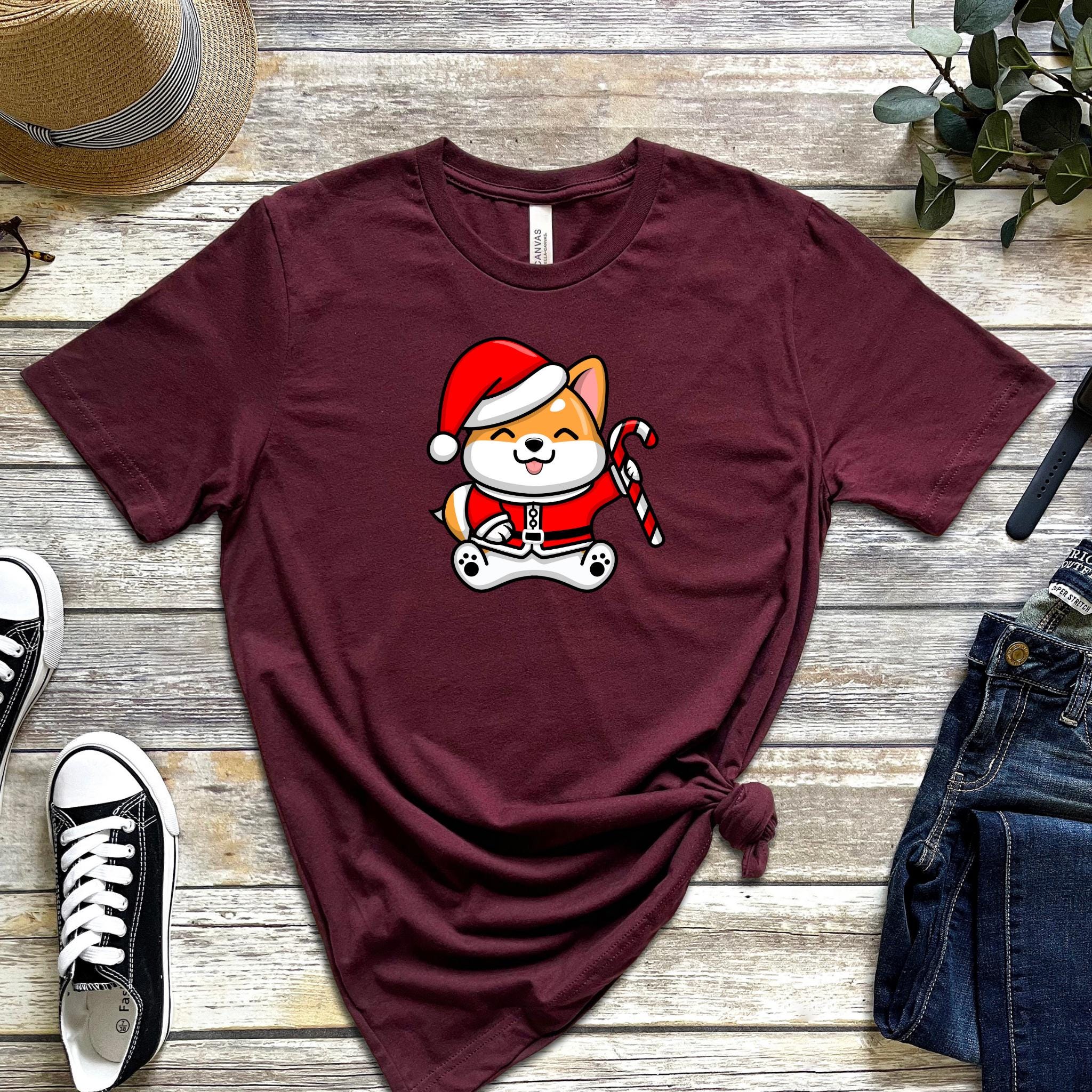 Santa Puppy with Candy Cane T-Shirt