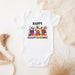 a baby bodysuit with a cartoon character on it