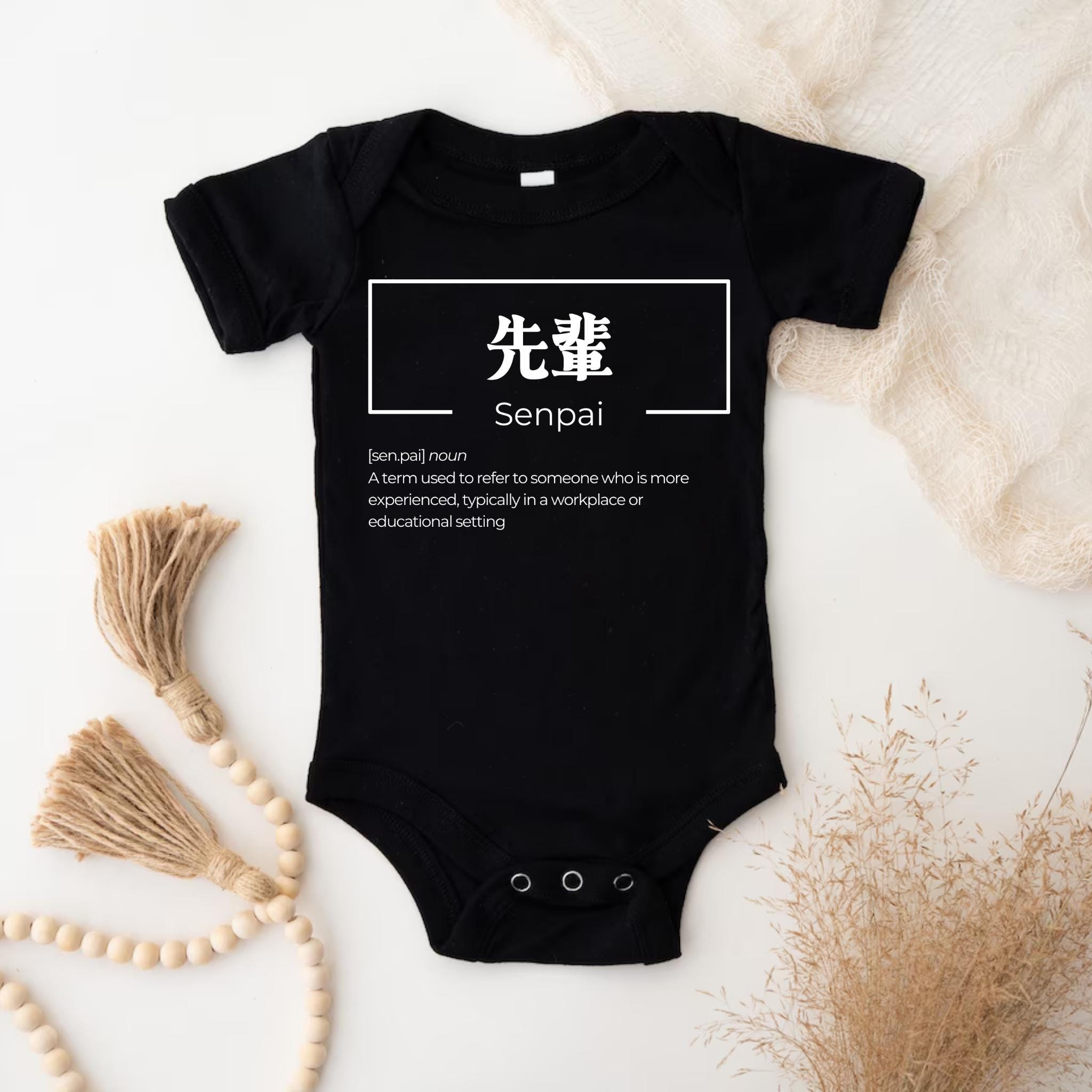 a black bodysuit with the words sempai on it
