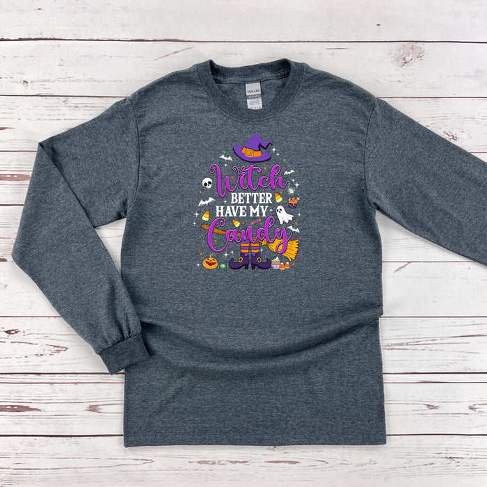 a women&#39;s long sleeve t - shirt that says witch better have my crazy