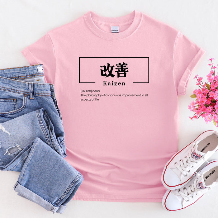 a pink t - shirt with japanese characters on it