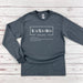 a gray long sleeve shirt with a japanese writing on it
