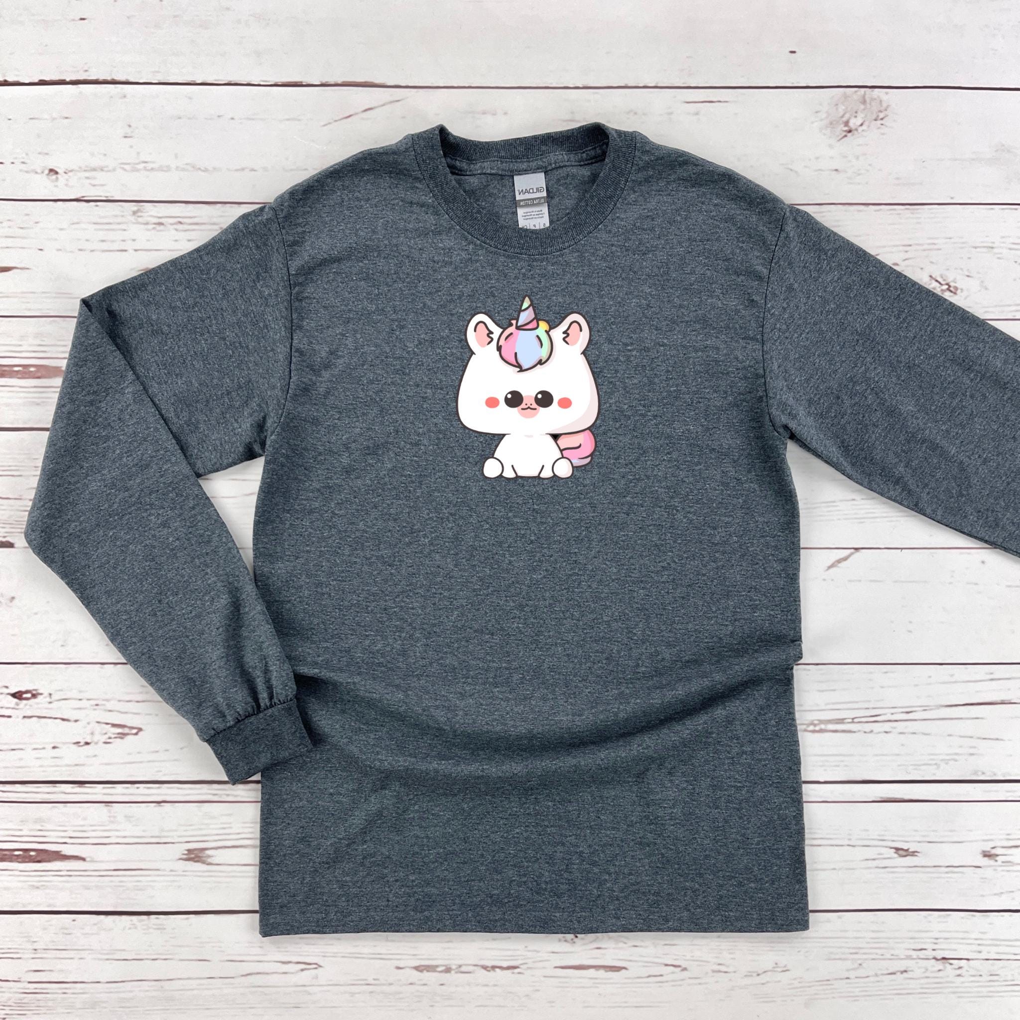 a gray shirt with a white dog on it