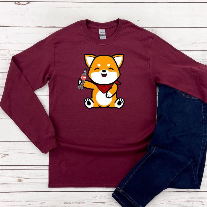 a red shirt with a picture of a dog on it