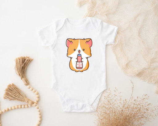 a baby bodysuit with a corgi design on it