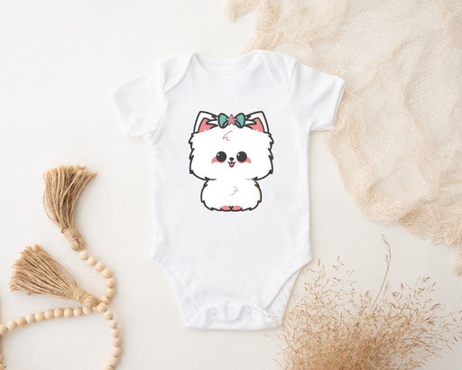 a white bodysuit with a picture of a koala on it