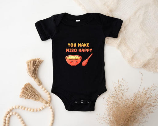a baby bodysuit that says you make miso happy