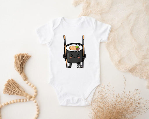 a baby bodysuit with a sushi on it