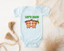 a baby bodysuit with two slots on it and the words let&#39;s