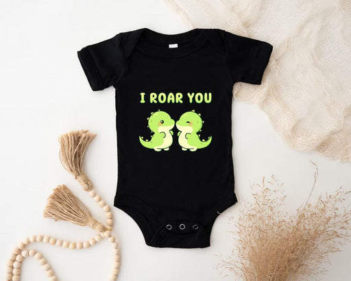 a baby bodysuit that says i roar you