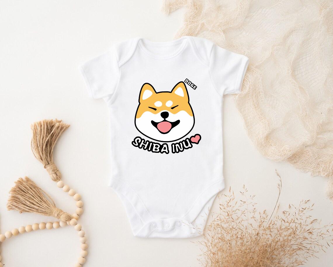 a white bodysuit with a dog's face on it
