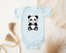 a baby bodysuit with a panda bear on it