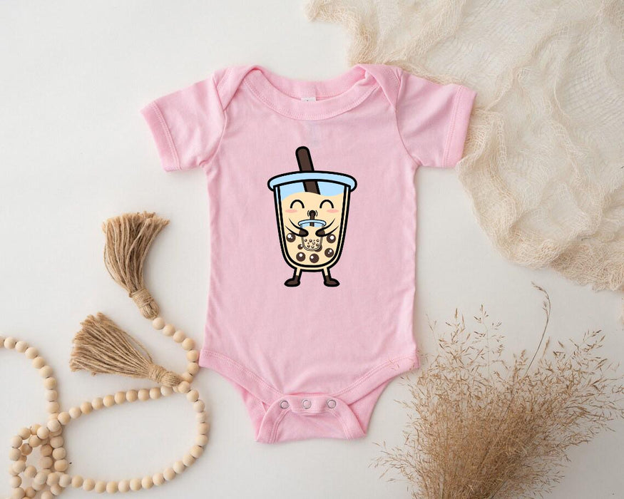 a baby bodysuit with a picture of a drink on it