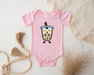 a baby bodysuit with a picture of a drink on it