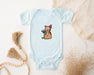 a baby bodysuit with a picture of a cat on it