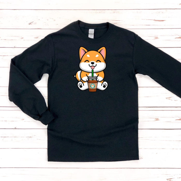 Puppy with Coffee Long Sleeve Shirt