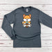 a gray shirt with a cartoon fox on it