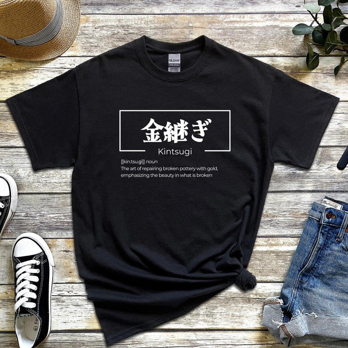 a black t - shirt with chinese characters on it