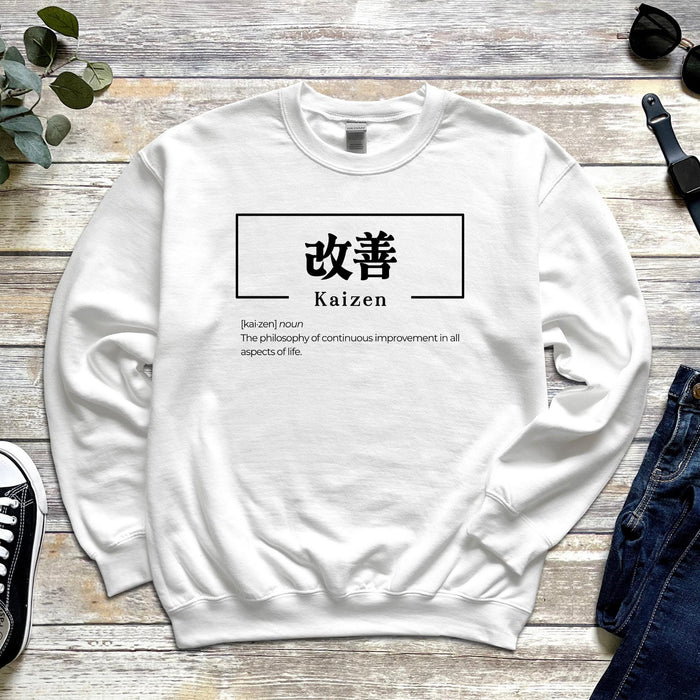 a white sweatshirt with a japanese symbol on it