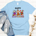 a blue t - shirt with the words happy halloween on it