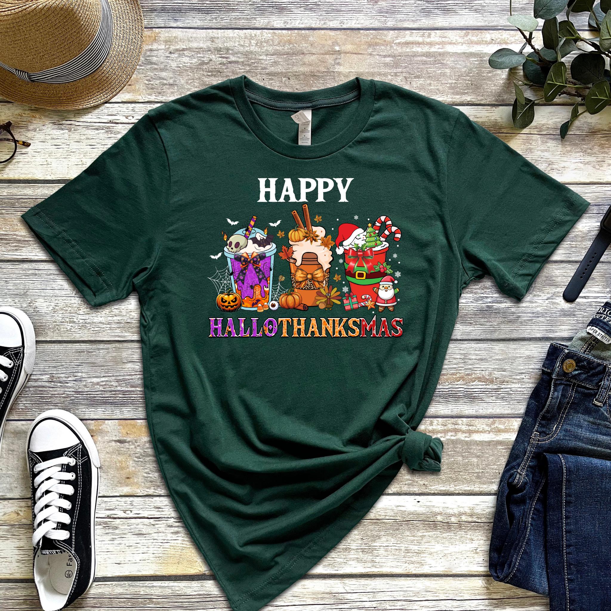 a t - shirt with the words happy halloween on it