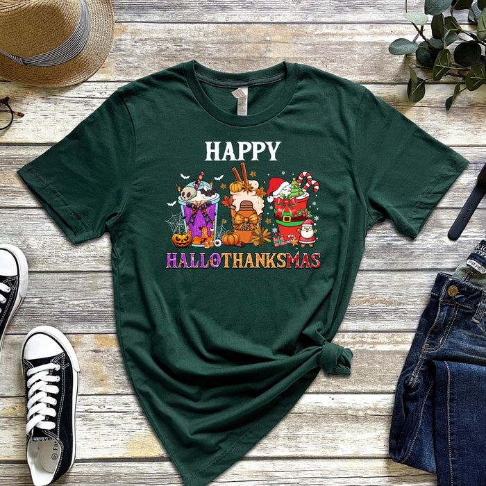 a t - shirt with the words happy halloween on it