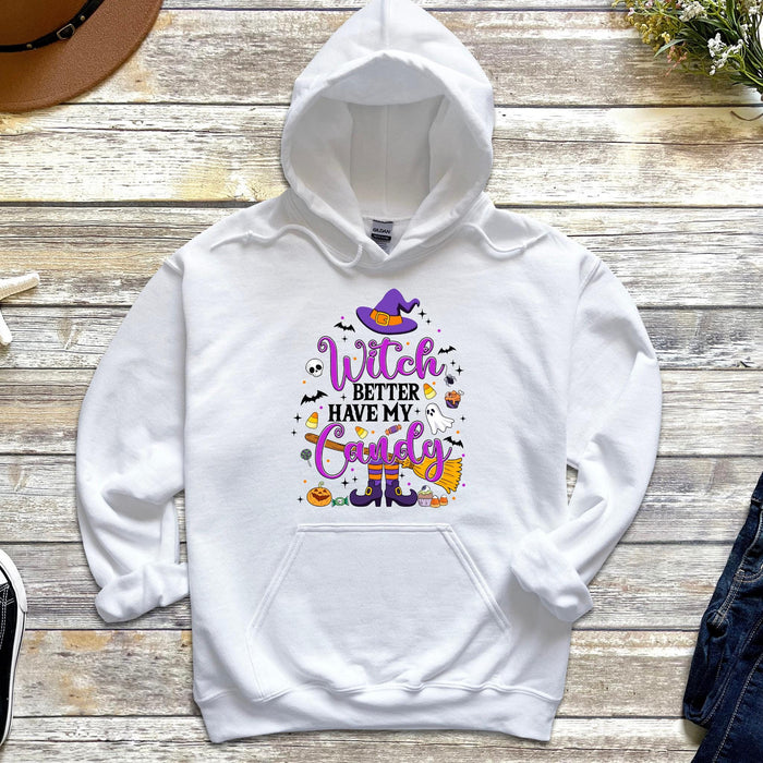 a white hoodie with the words witch on it